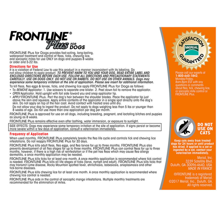 Frontline Plus Dog 1-22 lb, 8 Single Doses