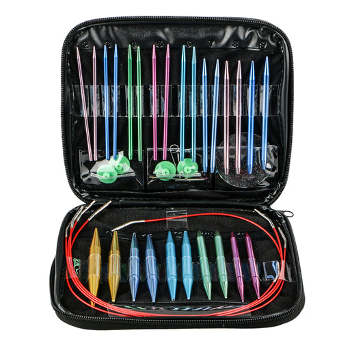 Aluminum Circular Knitting Needles Set, 13 Sizes Interchangeable Knit Needles with Storage Case for Any Crochet Patterns & Yarns Projects