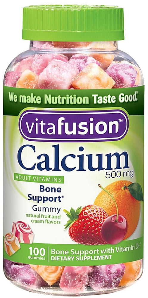 Vitafusion Calcium 500 mg Gummy Vitamins For Adults, Creamy Swirled Fruit 100 ea (Pack of 4)
