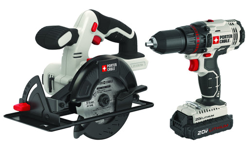 PORTER CABLE 20-Volt Max Lithium-Ion 1/2-Inch Cordless Drill & 5 1/2-Inch Circular Saw, PCCK612L2