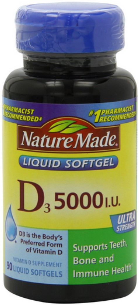 2 Pack - Nature Made Vitamin D3 5000 IU Liquid Softgels 90 ea