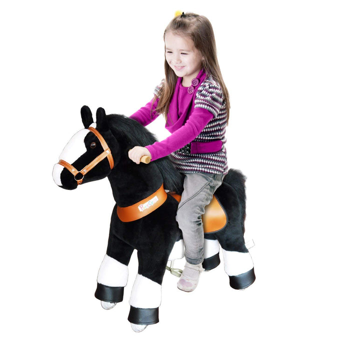 PonyCycle Ride On Mechanical Horse With White Hoof And Black Mane N4184 Medium for Age 4-9