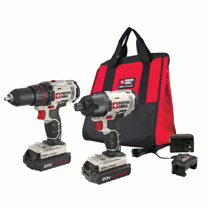 PORTER CABLE 20-Volt Max Lithium-Ion Cordless 1/2-Inch Drill And Impact Driver Combo Kit, PCCK604L2