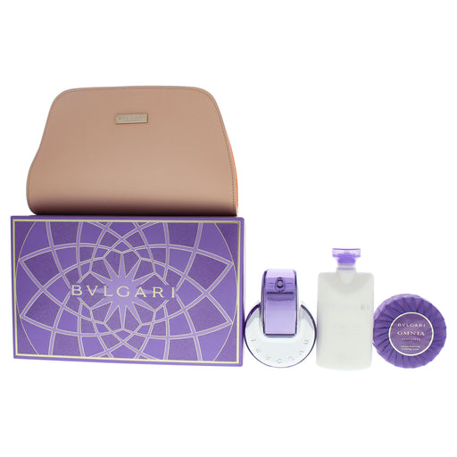 Bvlgari Omnia Amethyste Perfume Gift Set for Women with pouch, 3 pc