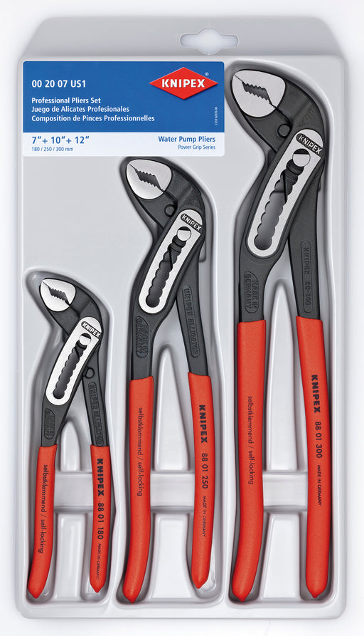 KNIPEX Tools 00 20 07 US1, Alligator Pliers 7, 10, and 12-Inch Set, 3-Piece