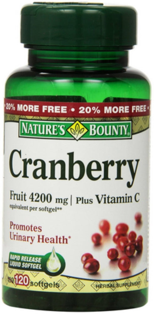 Nature's Bounty Cranberry Fruit 4200 mg, Plus Vitamin C Softgels, 120 ea (Pack of 6)