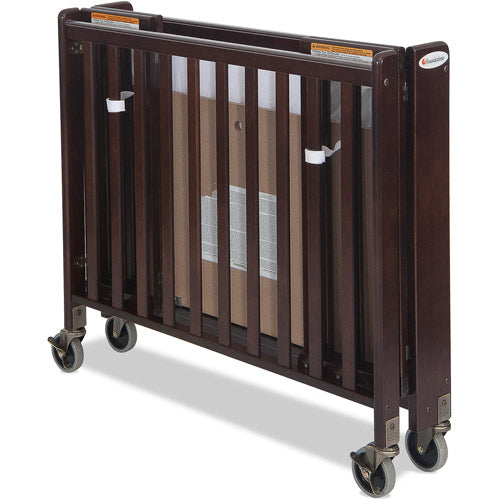 Foundations HideAway Compact Portable Wood Crib with Mattress, Antique Cherry