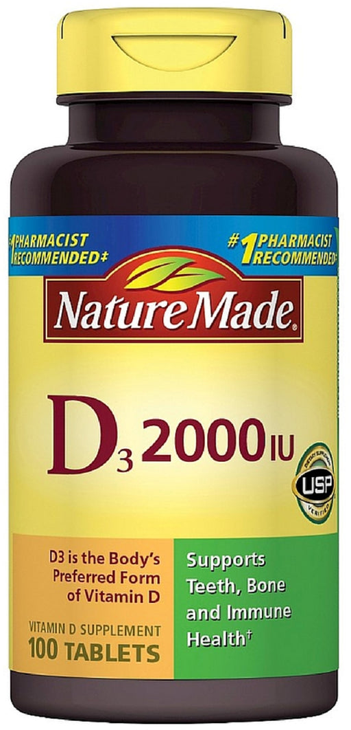 2 Pack - Nature Made Vitamin D3 2000 IU Tablets 100 ea
