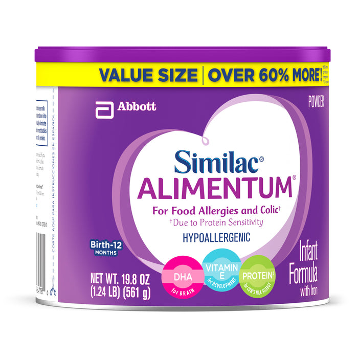 Similac Alimentum Hypoallergenic Infant Formula for Food Allergies and Colic, Baby Formula, Value Size Powder, 19.8 ounces