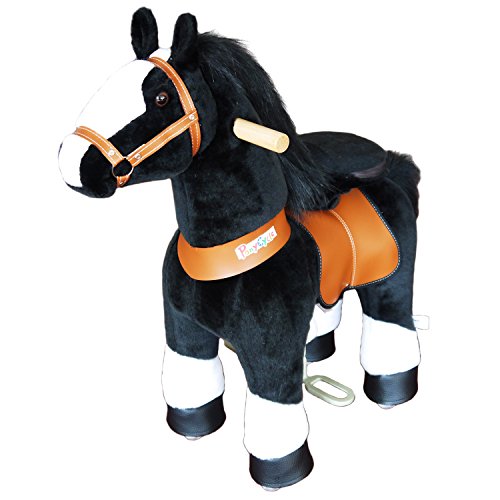 PonyCycle Ride On Mechanical Horse With White Hoof And Black Mane N4184 Medium for Age 4-9