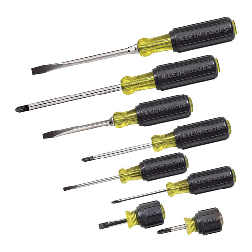 Klein Tools 85078 8 Piece Cushion-Grip Screwdriver Set, 4 Phillips and 4 Flat Head Tips