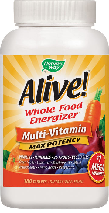 Natures Way Alive! Max3 Daily Multivitamin Energizer Supplement 180 Tablets