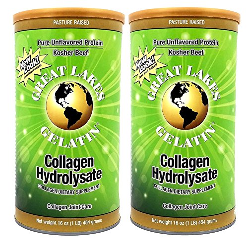 Great Lakes Gelatin, Pasture-Raised Grass-Fed, Collagen Hydrolysate, Collagen Peptides, Non GMO, 16 oz, 2-Pack