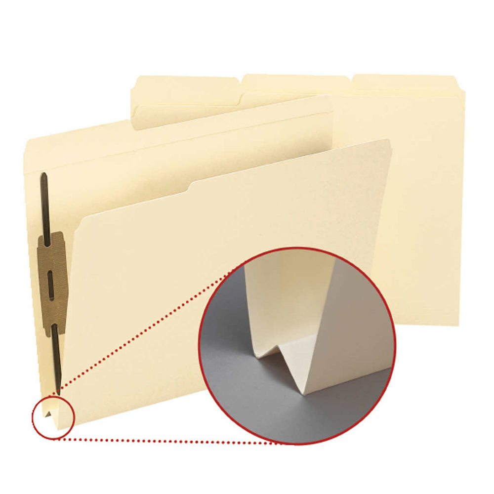 Smead 2-Fastener File Folder, Reinforced 1/3 Cut Tab, 1-1/2" Expansion, Letter, Manila, 50-count