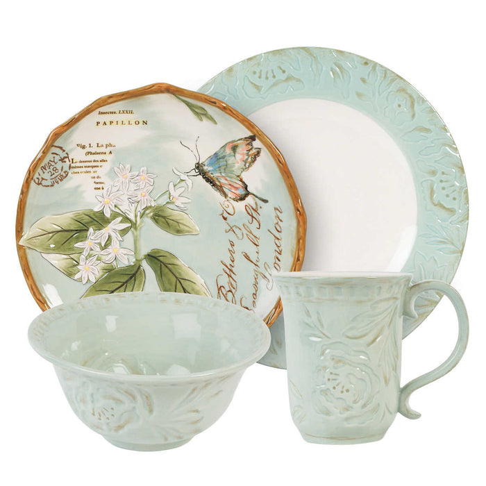 Fitz and Floyd Toulouse Green 16-piece Dinnerware Set