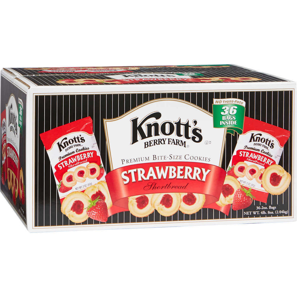 Knott's Berry Farm Premium Shortbread Cookies, Strawberry, 2 oz, 36-count