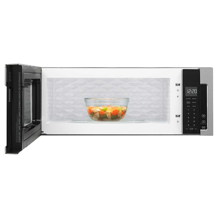 Whirlpool 1.1CuFt Low Profile Over the Range Microwave Hood Combination in Black on Stainless Steel