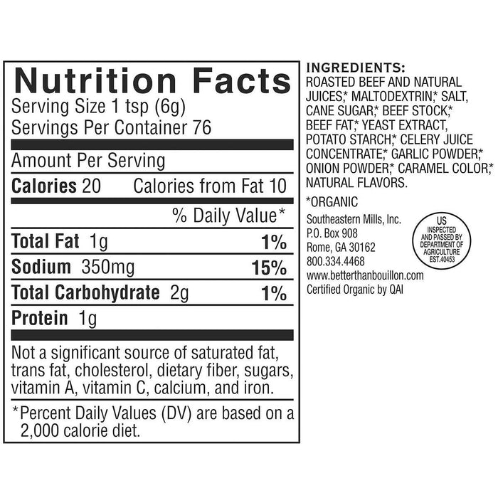 Better Than Bouillon Organic Roasted Beef Base, 16 oz
