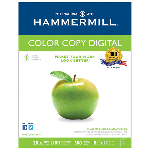 Hammermill Color Copy Paper, Letter, 28lb,100-Bright, 5 Reams of 500 sheets