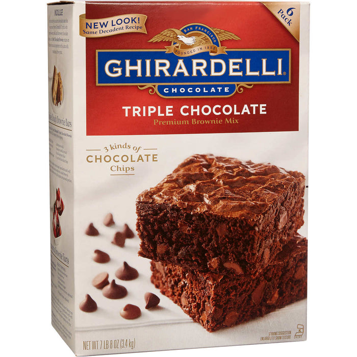 Ghirardelli Triple Chocolate Premium Brownie Mix, 6-count