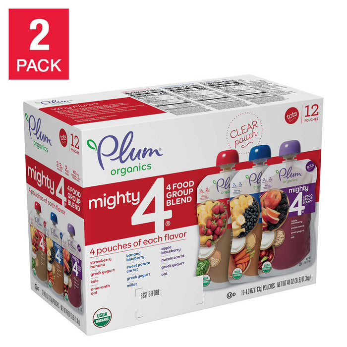 Plum Organics Mighty 4 Blends Variety, 2-pack