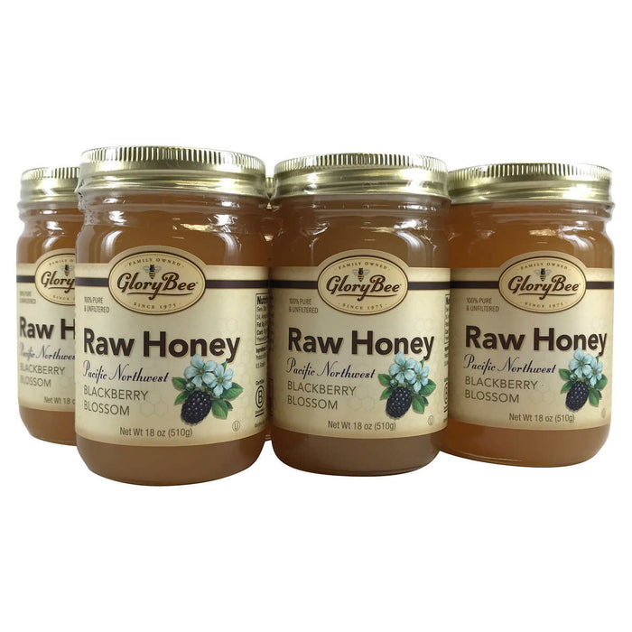 GloryBee Raw Pacific Northwest Blackberry Blossom Honey 18 oz., 6-pack