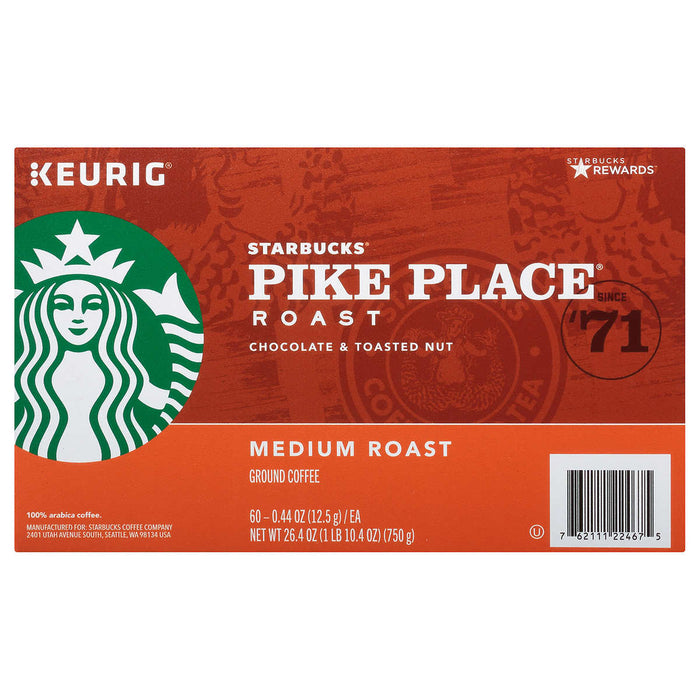 Starbucks, Pike Place, Medium Roast, K-Cup Pods, 60ct