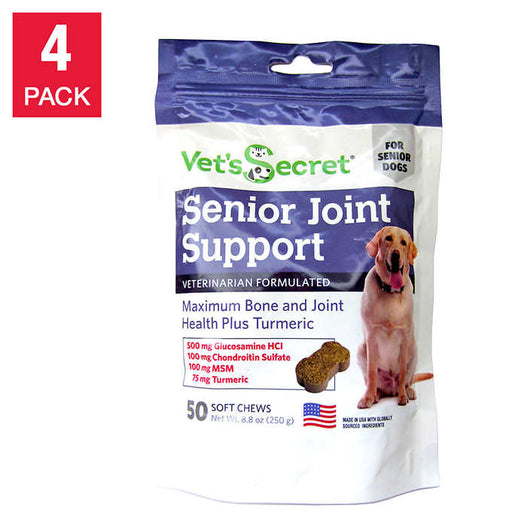 Vet’s Secret Senior Joint Support + Turmeric, 50-count, 4-pack