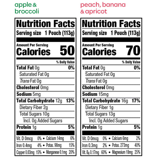 Plum Organics Stage 2 Apple & Broccoli and Peach, Banana & Apricot 2x12-count Variety Pack (Two Boxes)