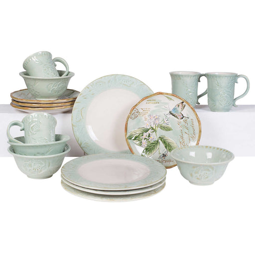 Fitz and Floyd Toulouse Green 16-piece Dinnerware Set
