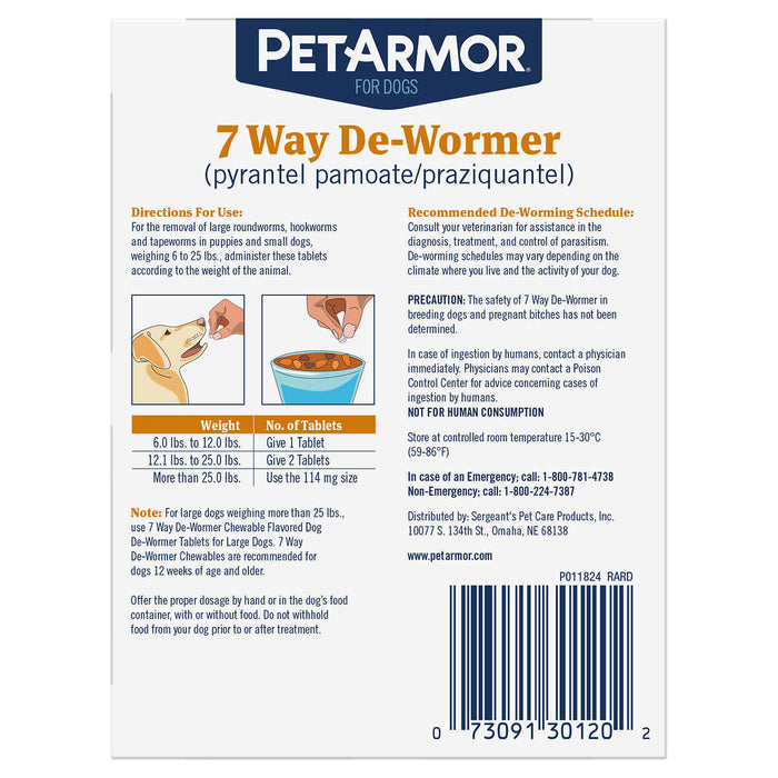 PetArmor 7 Way Chewable De-Wormer for Puppies and Small Dogs, 12-count