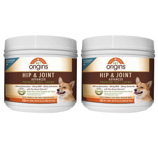 Pet Origins Advanced Vet Strength Hip & Joint Soft Chews for SM/MD Dogs, 140-count, 2-pack