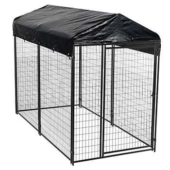 Lucky Dog Black Modular Welded Wire Kennel with Cover, 10' L x 5' W x 6'H