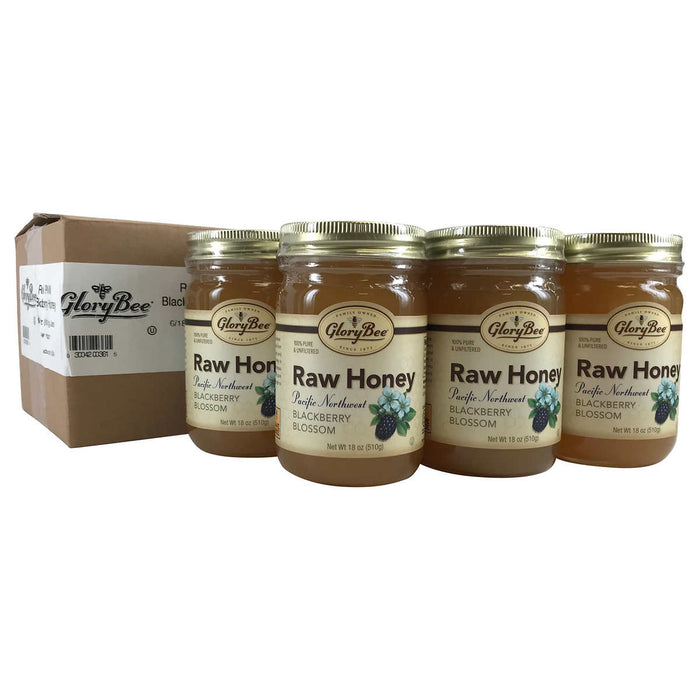 GloryBee Raw Pacific Northwest Blackberry Blossom Honey 18 oz., 6-pack