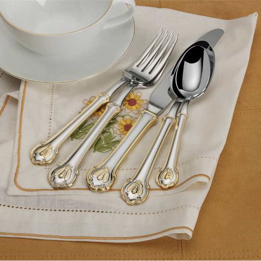 Wallace Napoleon Bee 24kt Gold Accent 18/10 Stainless Steel 45-piece Flatware Set