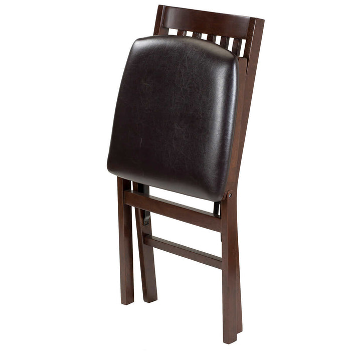 Stakmore Solid Wood Upholstered Folding Chair, Espresso, 2-pack