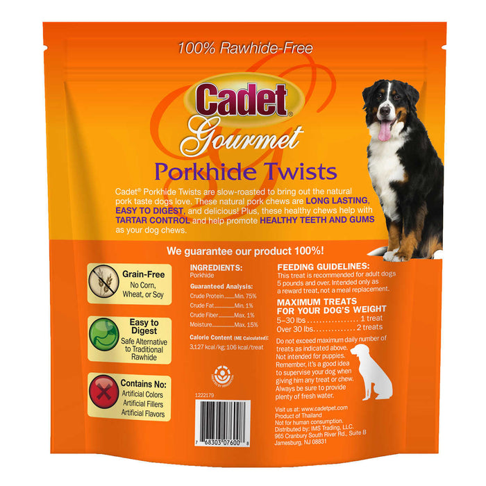 Cadet 6" Porkhide Twists for Dogs, 40-count, 2-pack