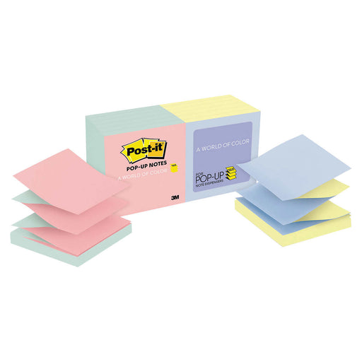 Post-it Pop-Up Notes, Alternating Marseille Colors, 3 x 3, 12-pack