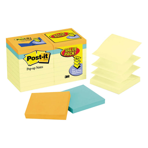 Post-it Pop-Up Notes, Canary Yellow, 3 x 3, 18-pack