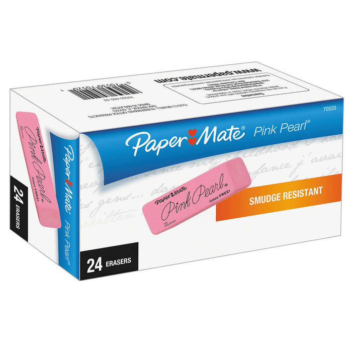 Paper Mate Pink Pearl Eraser, Medium, 24-count