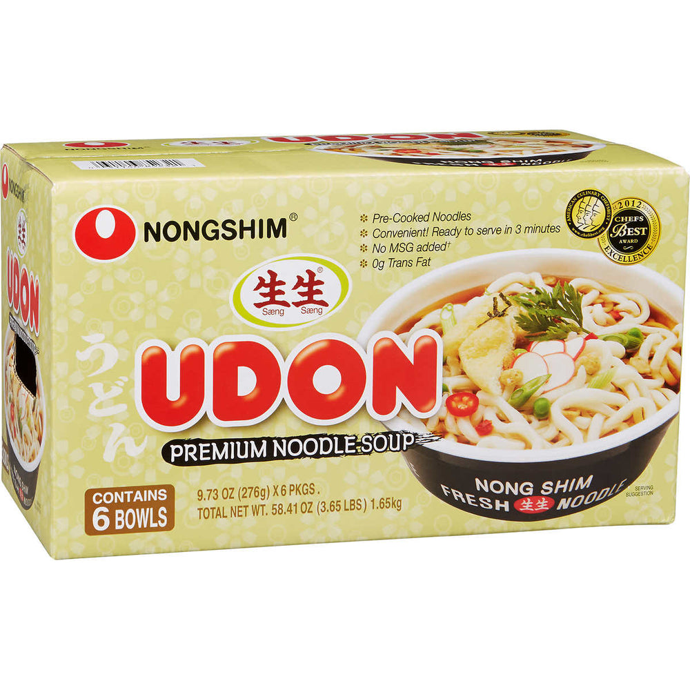 Nongshim Udon Noodle Soup Bowl, 9.73 oz, 6-count