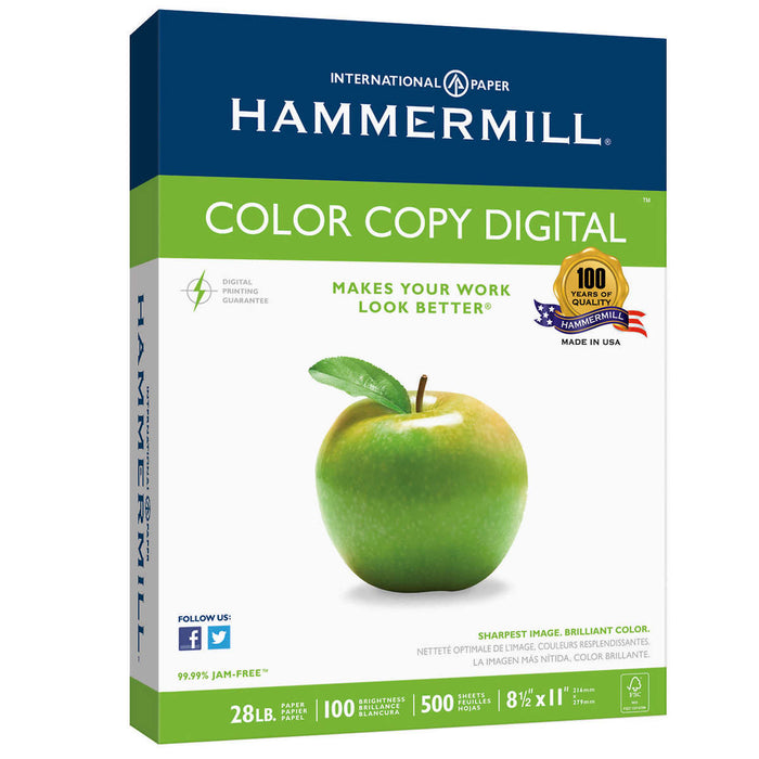 Hammermill Color Copy Digital Paper, Letter, Photo White, 28lb, 100-Bright, 500 sheets
