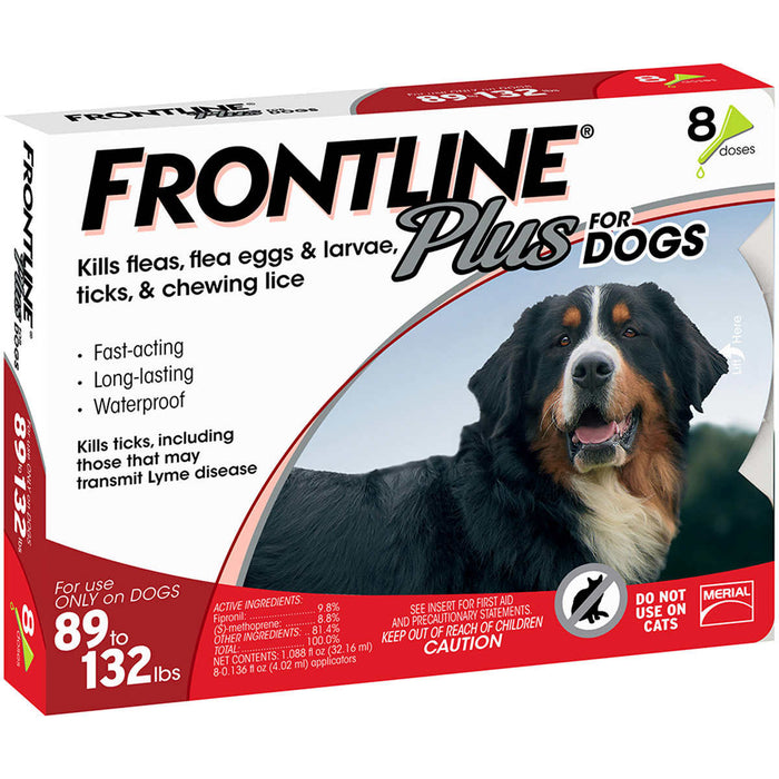 Frontline Plus Dog 89-132 lb, 8 Single Doses