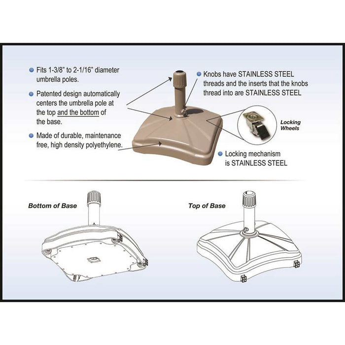 Shademobile Rolling Umbrella Base with Table