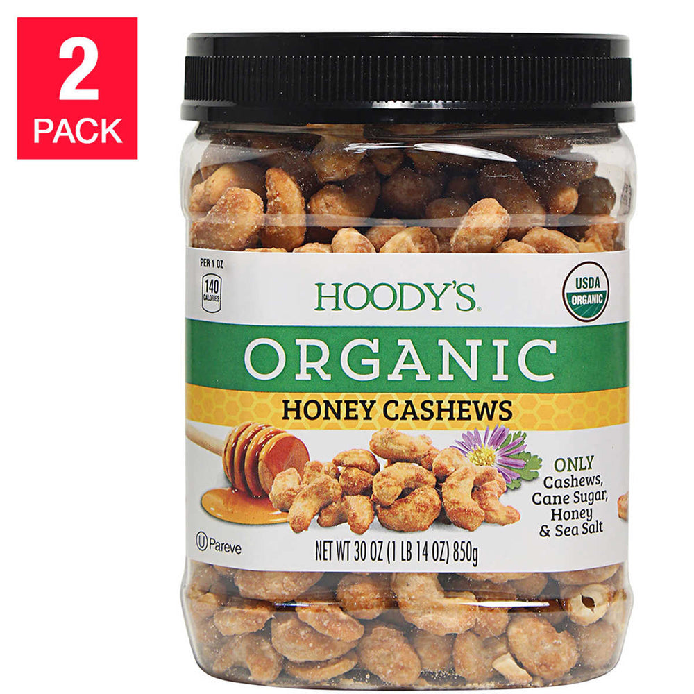 Hoody's Organic Honey Cashews 30 oz, 2-pack