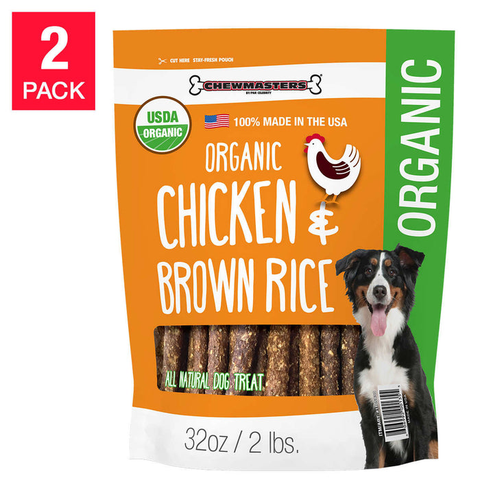 Chewmasters Organic Chicken & Brown Rice Dog Treat, 32 oz, 2-pack