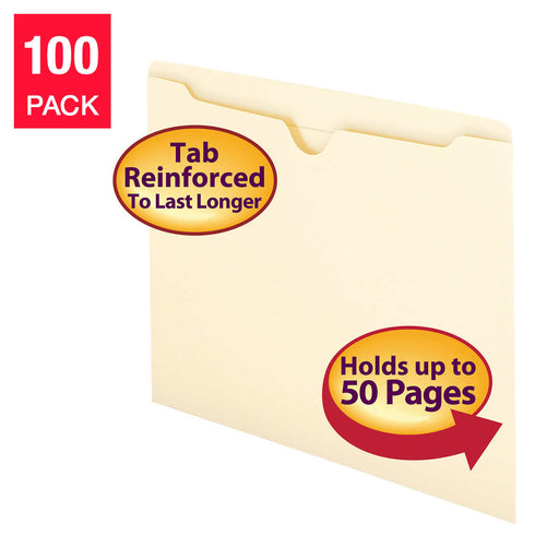 Smead File Jacket, Flat-No Expansion, Letter, Manila, 100-count