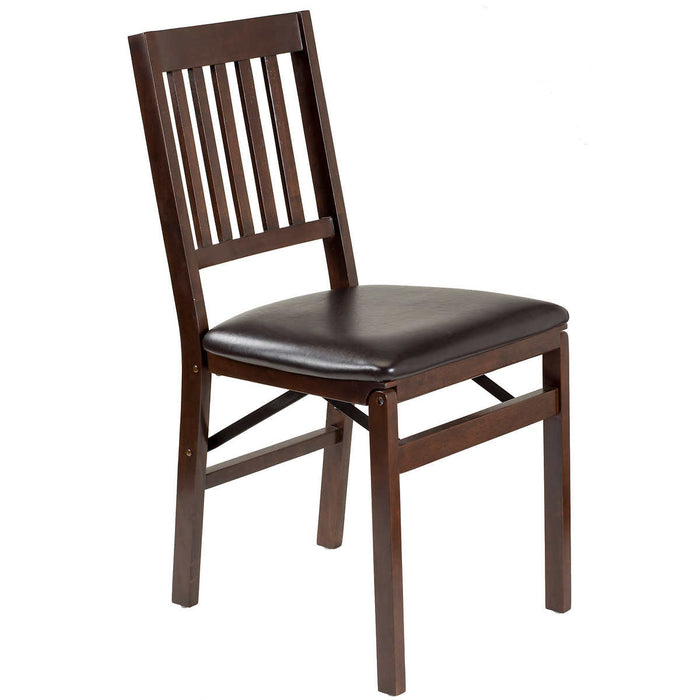 Stakmore Solid Wood Upholstered Folding Chair, Espresso, 2-pack