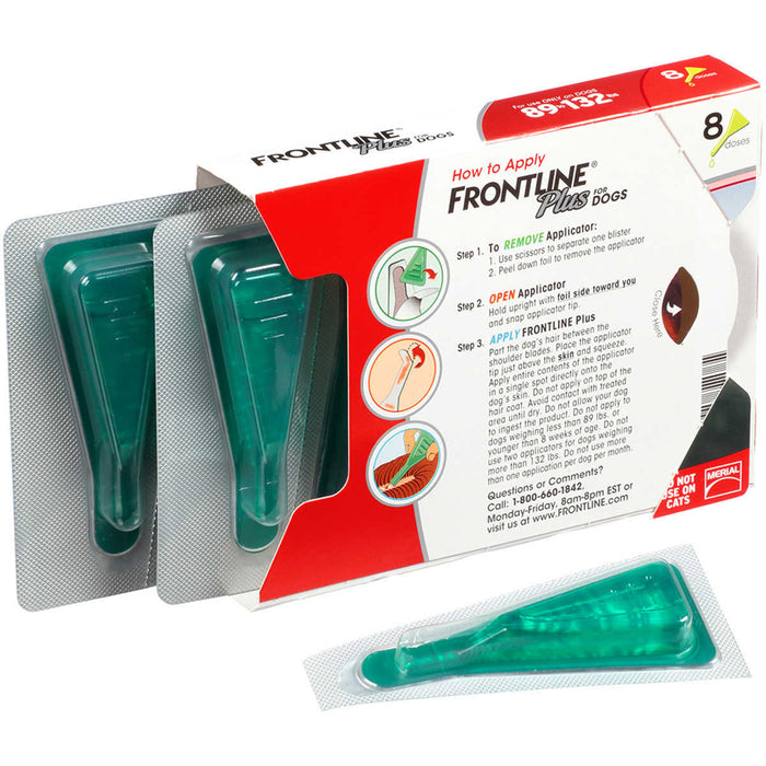 Frontline Plus Dog 89-132 lb, 8 Single Doses