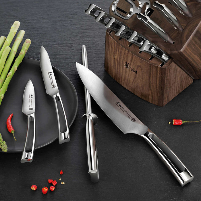 Knife Set 17 Pieces Stainless Steel Hollow Handle Cutlery Block Set